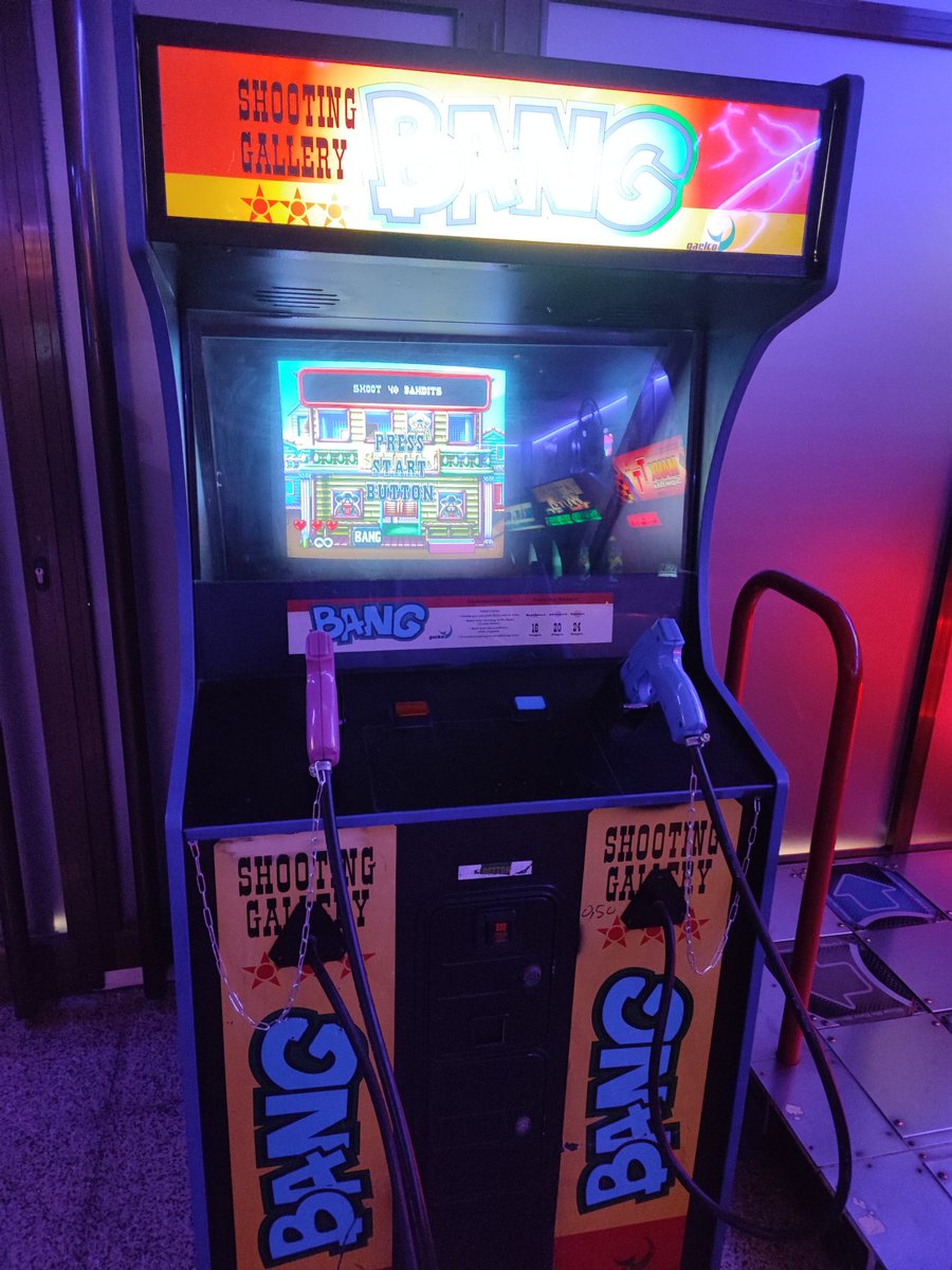 RMarcianitos's tweet photo. Después de su restauración y puesta a punto, ya podemos disfrutar en Retromarcianitos de estas dos maravillas de arcades de pruebas shooter, la fantástica POINT BLANK de Namco y la fabulosa BANG de Gaelco🤠😁🥳 https://t.co/CdtHi2ayWa