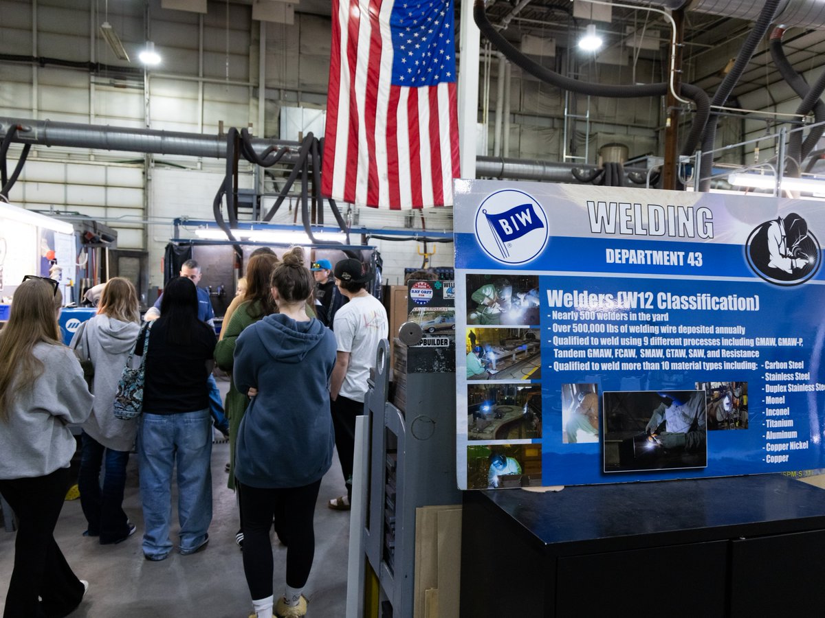 GDBIW's tweet photo. Our Training Facilities were buzzing with energy last Friday as we had students from all over Maine exploring careers in our shipyard.
Big shoutout to all the wonderful teachers and curious students for taking an active part in understanding the crucial mission of BIW.
Events like this are part of how we build our future workforce.
Remember, each destroyer we build for the U.S Navy starts with you. Join us in a mission that matters!
#BathIronWorks #BIW #GeneralDynamics