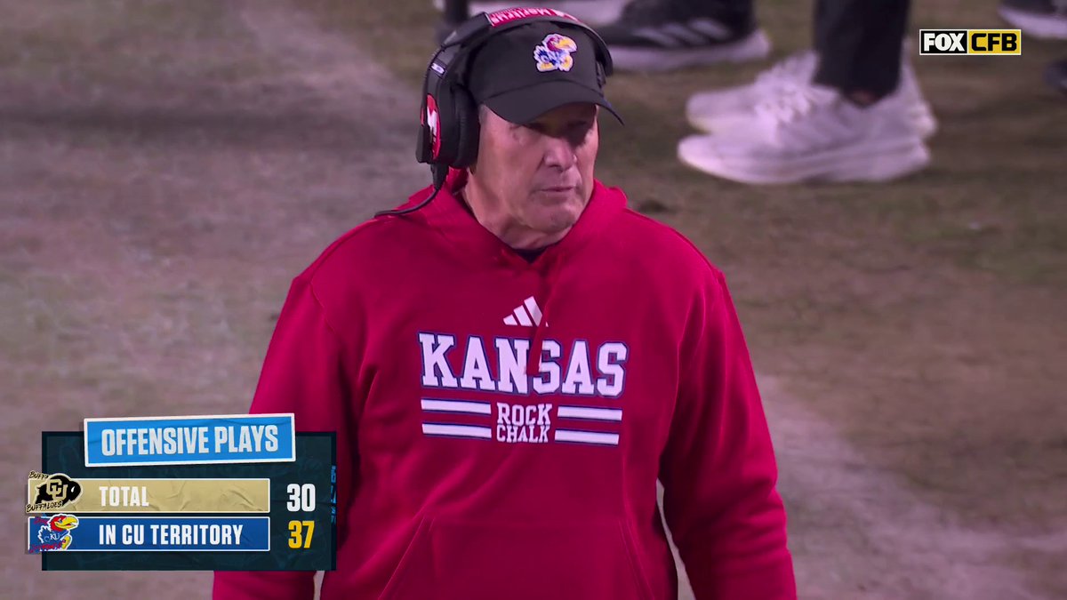 CFBONFOX's tweet photo. Kansas has run more offensive plays in Colorado territory than Colorado has all game 😳🤯 https://t.co/It3DVnLXpJ