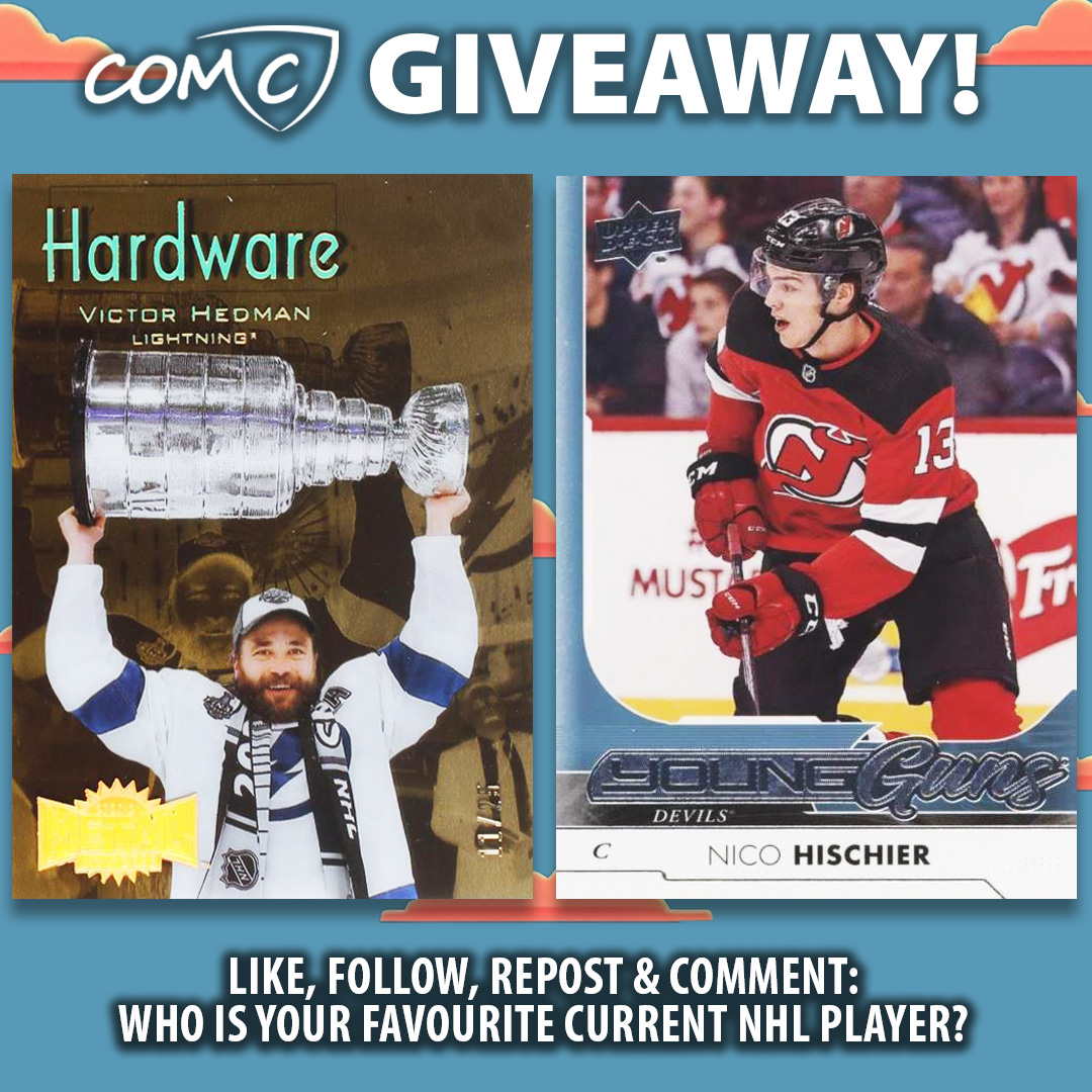 CheckOutMyCards's tweet image. 💥  COMC #NHL GIVEAWAY! 💥 Like, follow, repost, and COMMENT: Who is your favorite @NHL player? 🏒 You could win one of these two prize cards! Winners will be chosen randomly and must have a COMC account. Good luck to all. 🍀