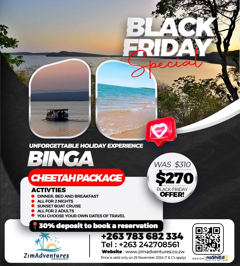 📌We will keep trying to give you affordable holiday packages🇿🇼

💠Our Black Friday specials are valid only on Frid 29 Nov and you can book up to 15 Dec 2025 (T &amp; C's apply) We need a 30% deposit to book a package😊

📲Click this whatsapp link for bookings wa.link/1rqjsz