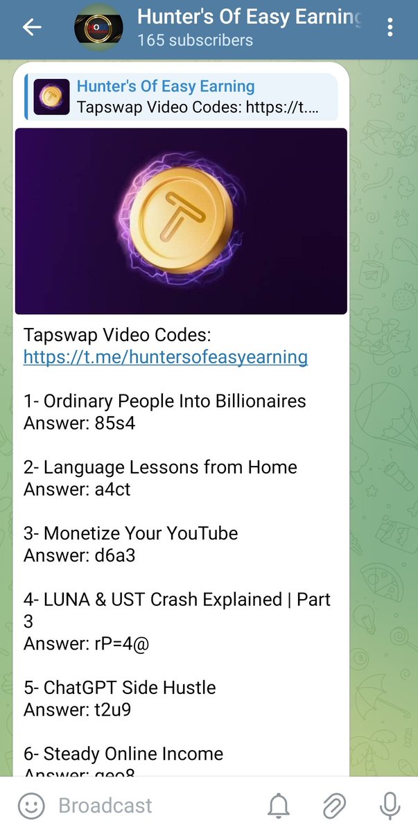 Metrogoal27's tweet photo. TapSwap Video Codes:
All Lattest Codes,
TapSwap Cinema Codes:
TapSwap Daily Combo:
https://t.co/gkpEgWZhik
#tapswap
#TapSwapCode
#tapswapdailycode
#tapswapcinemacode https://t.co/4xrSfRLrIe