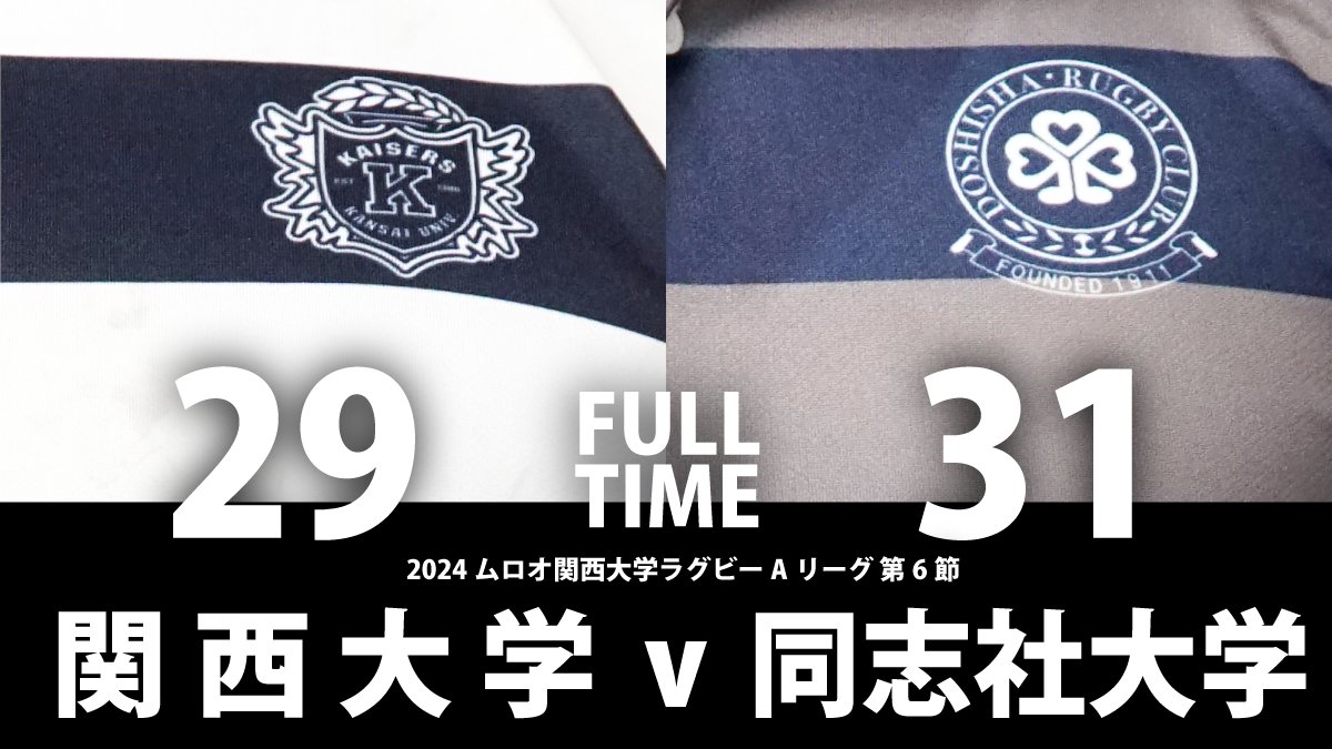 kansai_rugby's tweet photo. 【ムロオ関西大学ラグビーAリーグ】

＜NO SIDE🏉＞
��西大学 29-31 同志社大学

#ラグビー #RUGBY
#大学ラグビー #ALL_IN
#関西大学 #同志社大学
#ムロオ関西大学ラグビーAリーグ https://t.co/tJTSjXmTPb