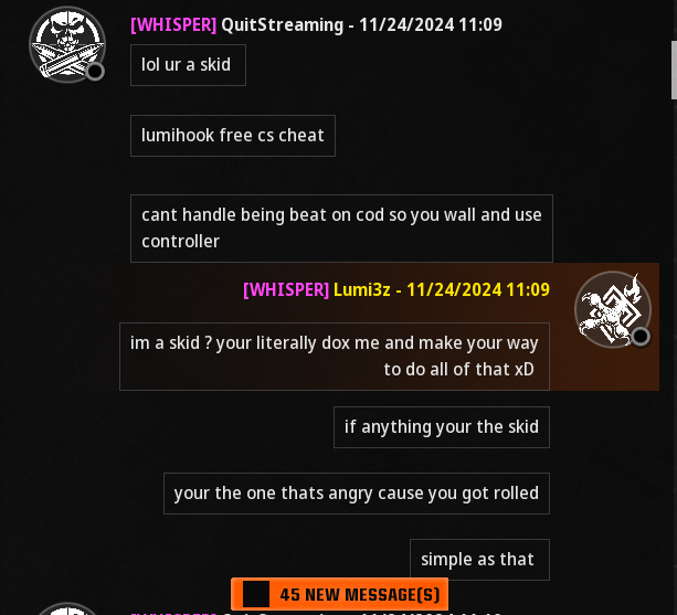 Kendrin20's tweet image. Killed this guy on #BO6 5 times then got called out for cheating/owning a cheat called Lumihook.cc 😂so this man decided to make his way to dox m in 2024... Grow up