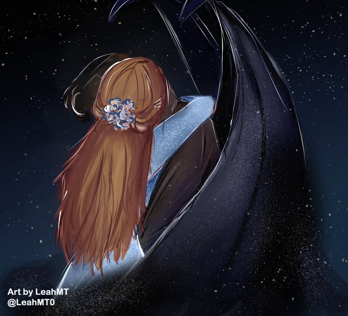 LeahMT0's tweet photo. “To the stars who listen— and the dreams that are answered.”

#commission_art #comisiones #acotar #feyre #Rhysand https://t.co/X934vrBhUG