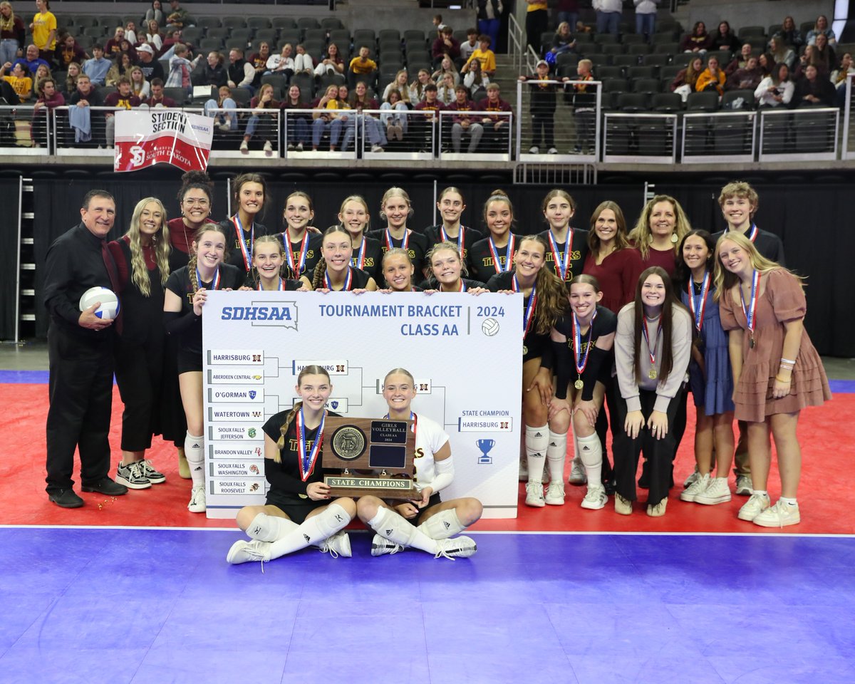 SDPBSports's tweet photo. Class AA Volleyball

Champions | Harrisburg
Runner-Up | Sioux Falls Washington

#SDVolleyball24 #SDPreps https://t.co/PpvbyUal4O