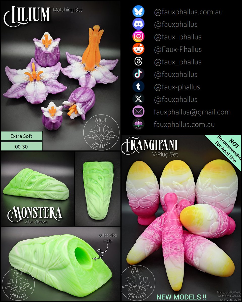 FauxPhallus's tweet image. We're creators and purveyors of unique botanical and creature inspired pieces of silicone adult art 🌿
Our toys are not meant to be gender specific in an endeavour to foster a more inclusive environment for all 🌿
If you have any questions please don't hesitate to contact us 🌿