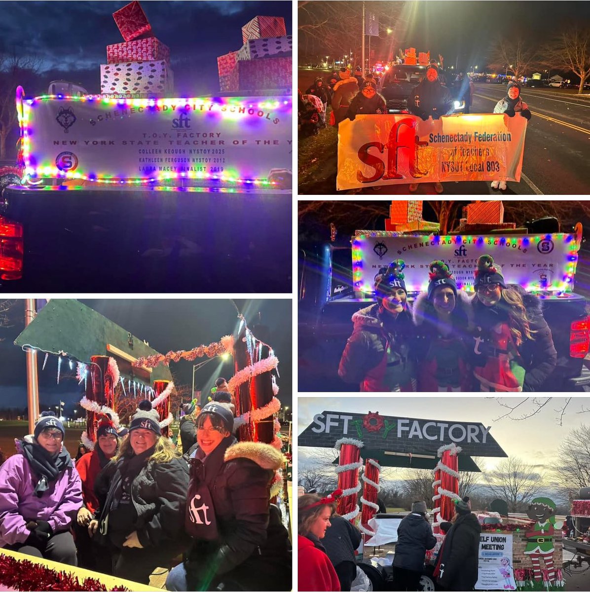 Tonight the SFT was excited to not just march in the Schenectady Holiday Parade but to do so honoring our own New York State Teacher of the year Colleen Keough as well as past winner Katie Ferguson and past finalist Laura Macey! <a href="/nysut/">NYSUT</a> <a href="/AFTunion/">AFT</a> <a href="/SCSchools/">Schenectady Schools</a> <a href="/NYSUTCDRO/">NYSUT CDRO</a>