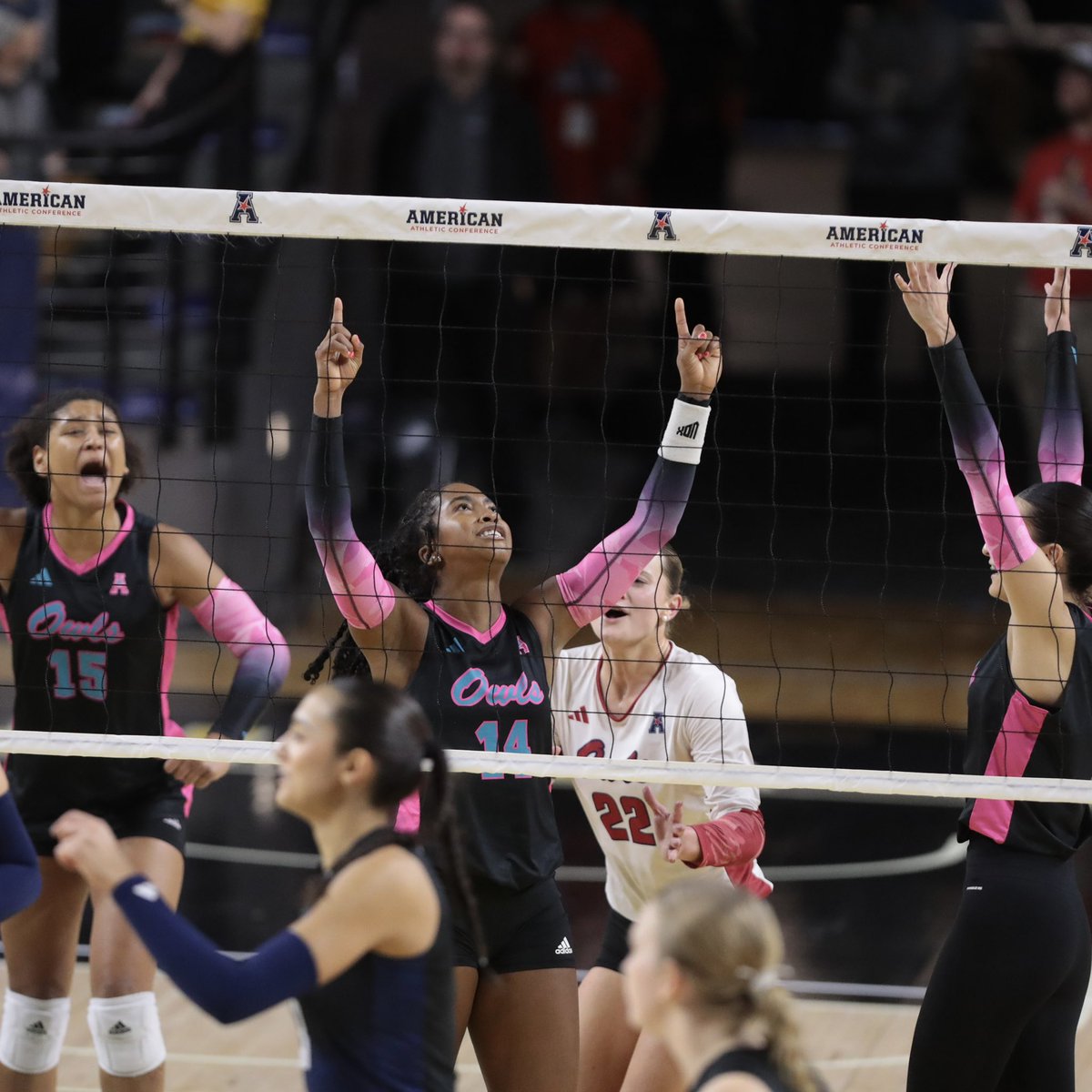FAUVolleyball's tweet photo. PUNCHED OUR TICKET TO THE CHAMPIONSHIP‼️ 🎟️

#WinningInParadise https://t.co/RziWTUyEFG