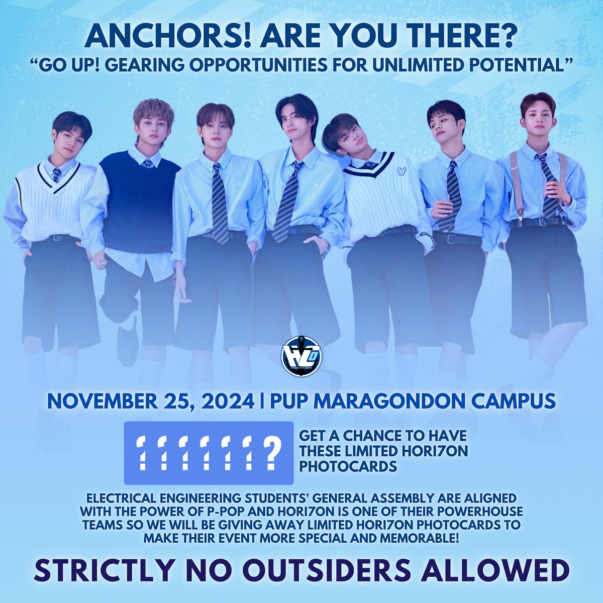 🎶 MAKISAMA MAG-ENJOY KA 🎶

One of our staff will be giving away HORI7ON PHOTOCARDS on Electrical Engineers' General Assembly at PUP Maragondon Campus as their theme aligned with the Power of P-POP!

See you there Isko and Iska!

🚫 STRICTLY NO OUTSIDERS ALLOWED

#HORI7ON_Cavite