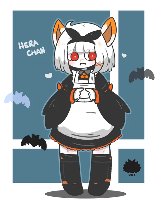 しろコウモリメイドのヘラちゃんHera-chan the cotton ball bat maid. 