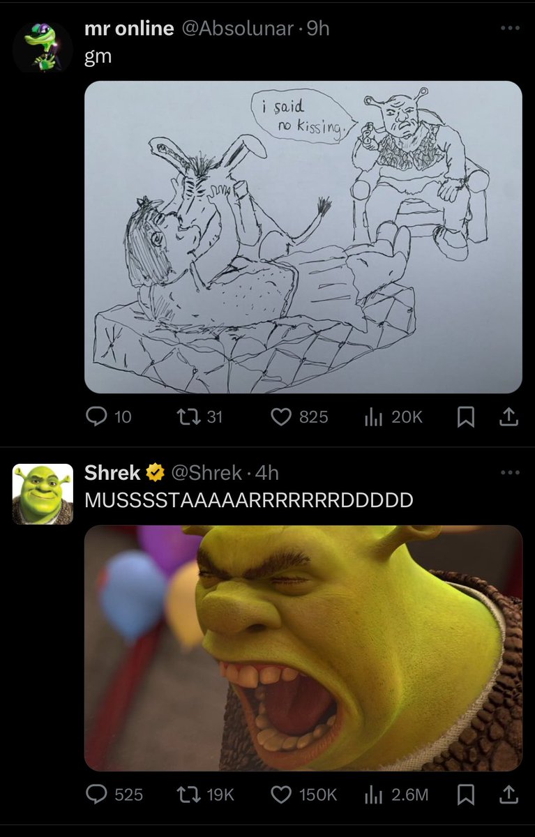 RealSweatshorts's tweet photo. Weird day for Shrek https://t.co/3aIsLYLAUZ