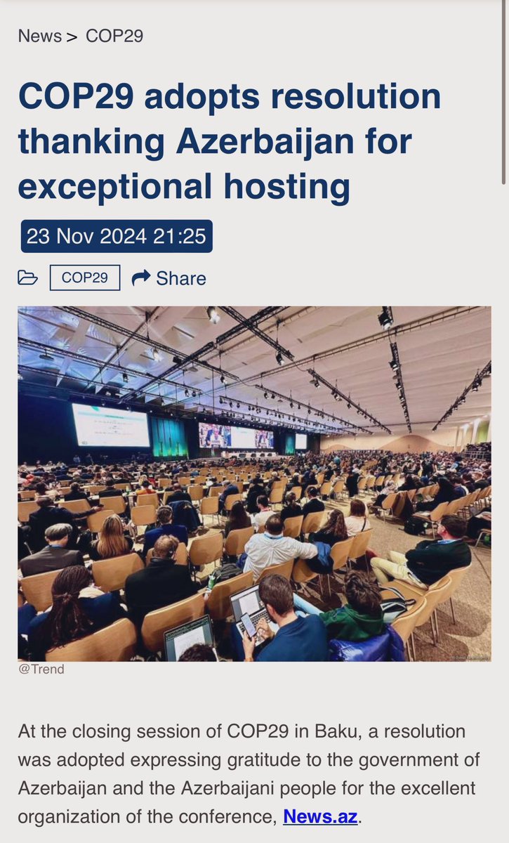 NasimiAghayev's tweet photo. COP29 adopts resolution thanking Azerbaijan for exceptional hosting https://t.co/PlzR46kTmE
