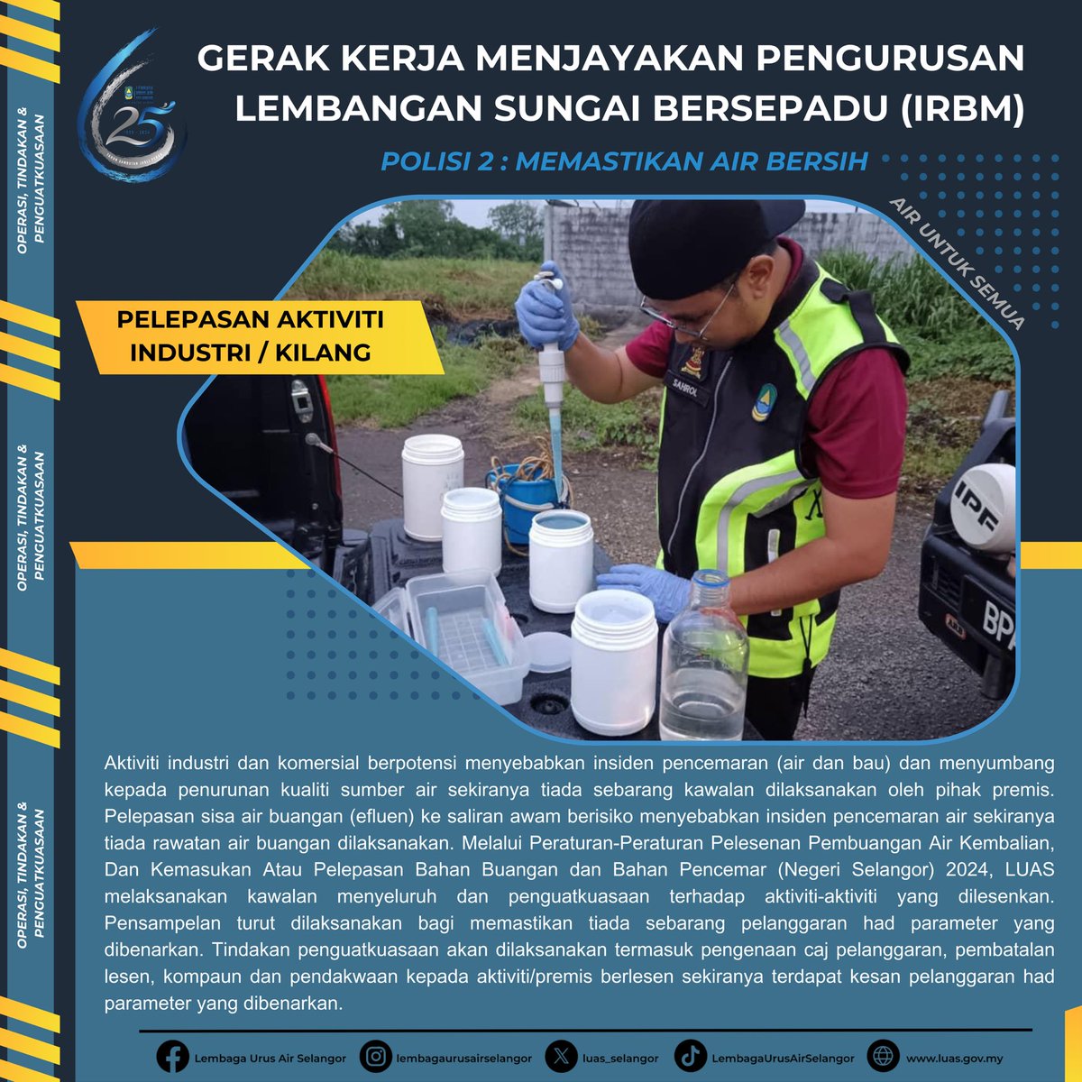 luas_selangor's tweet photo. {HEBAHAN} 

Aktiviti industri dan komersial berpotensi menyebabkan insiden pencemaran (air dan bau) dan menyumbang kepada penurunan kualiti sumber air sekiranya tiada sebarang kawalan dilaksanakan oleh pihak premis. https://t.co/55N1Ch5sXk