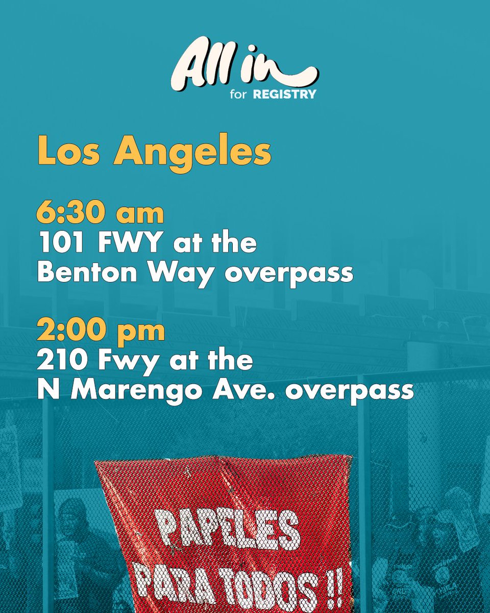 CHIRLA's tweet photo. 🚨 When our immigrant communities are under attack, we fight back! 🗣️✊🏽 Join CHIRLA for a ✨statewide day of action✨ on November 26, 2024, & show up for immigrant justice. Let's make our voices heard! ➡️
#DefyDeportations #UpdateTheRegistry #MassLegalization https://t.co/edl9Do8Tu8