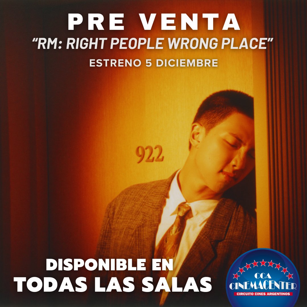Cinemacenter3D's tweet image. Comprá ya tus tickets para el documental #BTS “RM: Right People Wrong Place”, la película que se adentra en la vida del líder de BTS.
miboleteria.com.ar