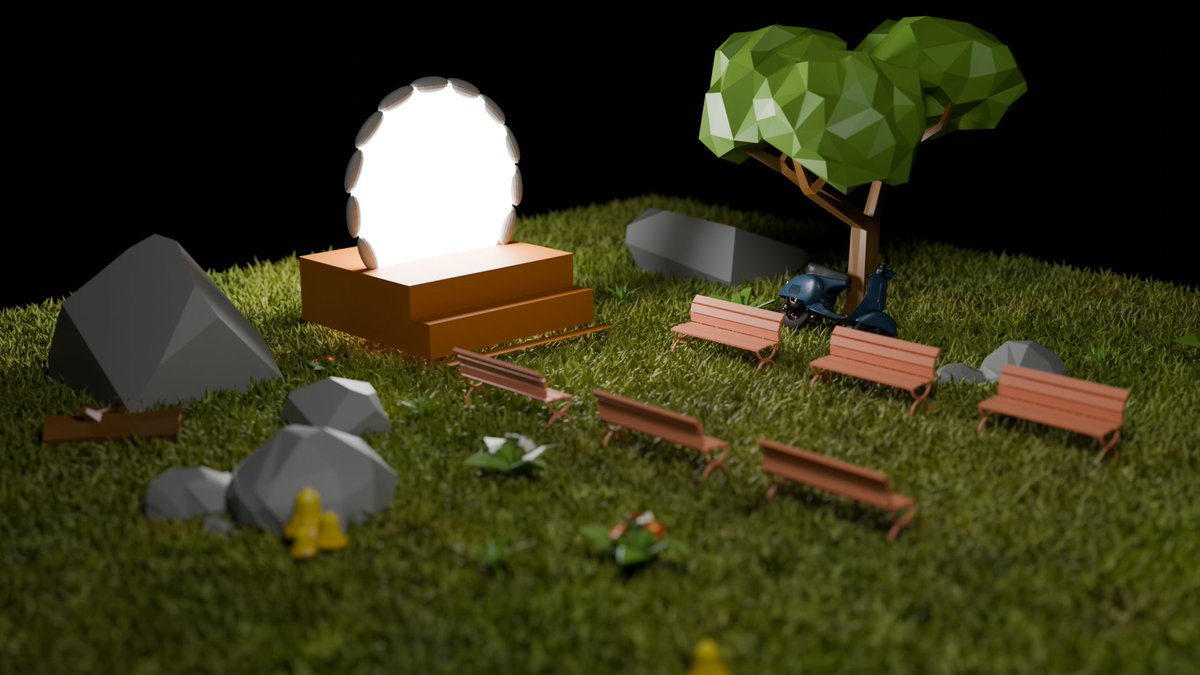 MonkModeDev's tweet image. Made  A Portal Scene in Blender #3dmodeling