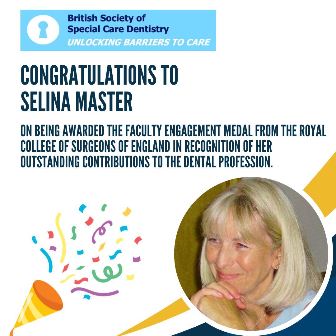 British Society of Special Care Dentistry (@bsscd_uk) on Twitter photo A huge congratulations to Selina Master on the Faculty Engagement Medal from <a href="/FDS_RCS/">The Faculty of Dental Surgery</a> 🎉🎖️ A huge congratulations to Selina Master on the Faculty Engagement Medal from <a href="/FDS_RCS/">The Faculty of Dental Surgery</a> 🎉🎖️