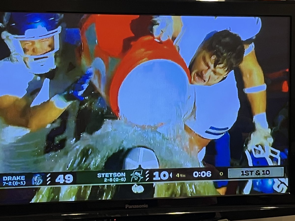 RealDaveHeiss's tweet photo. Back to Back PFL Champs 🏆 #77 took care of the Gatorade Bath. We are proud to have our son as part of this incredible program. #RaiseTheBar #WeAreDrake https://t.co/2UdUk06PkF