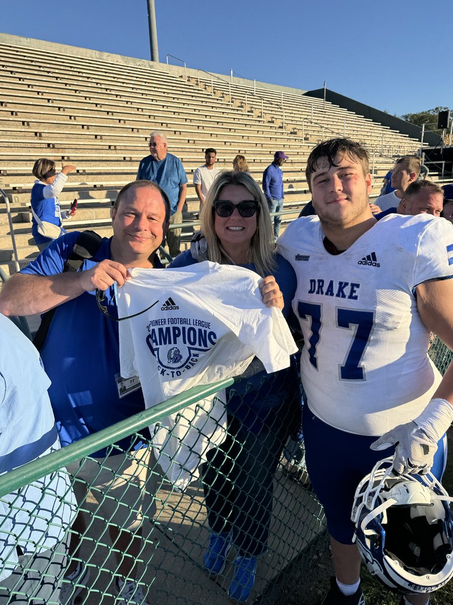 RealDaveHeiss's tweet photo. Back to Back PFL Champs 🏆 #77 took care of the Gatorade Bath. We are proud to have our son as part of this incredible program. #RaiseTheBar #WeAreDrake https://t.co/2UdUk06PkF