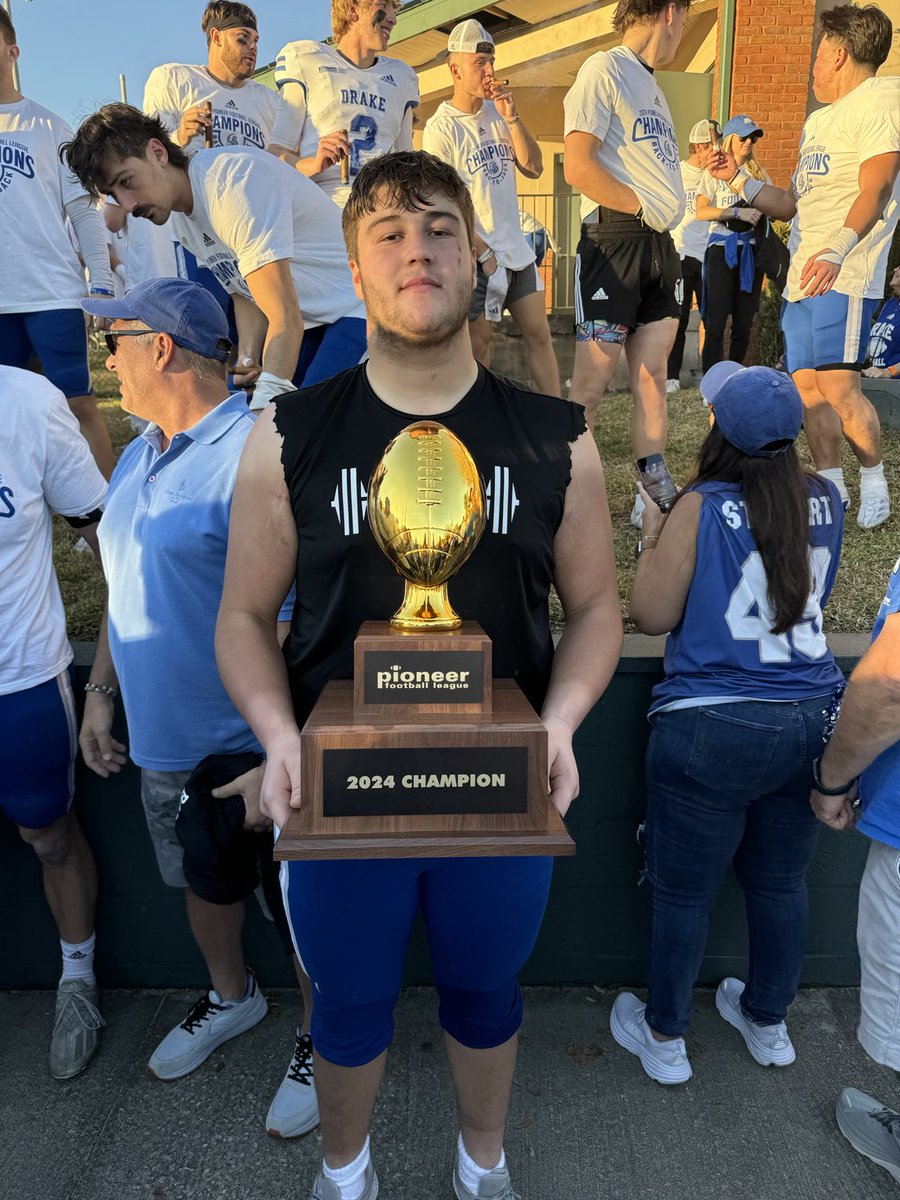 RealDaveHeiss's tweet photo. Back to Back PFL Champs 🏆 #77 took care of the Gatorade Bath. We are proud to have our son as part of this incredible program. #RaiseTheBar #WeAreDrake https://t.co/2UdUk06PkF