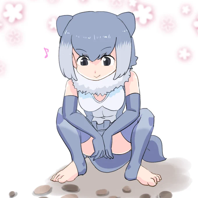 でけたヤンキー座りで石を選定するコツメカワウソちゃん#けものフレンズ 