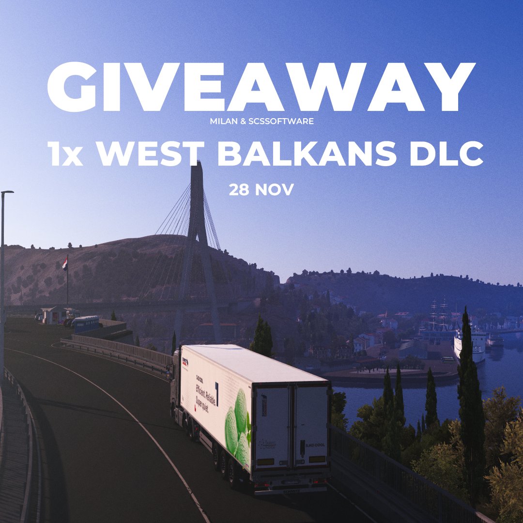 Milan3d222's tweet photo. Want to truck through the Balkans for FREE?

Thanks to @SCSsoftware, I’m giving away 1 DLC key!

➡️Enter the giveaway here: https://t.co/NWlWPqlNhP

The giveaway ends 28 of November. https://t.co/HTbxazw3rT