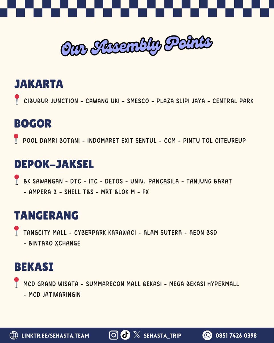 sehasta_trip's tweet photo. 📣Open Trip Jakarta Bogor Depok Tangerang Bekasi

INDOMILK & CHITATO MEET & GREET with S.COUPS, WONWOO & VERNON of
SEVENTEEN 
We Have Here on 17 Desember 2024
📍Beach City International Stadium Ancol

Detailed route & assembly points information are explained ➡️ https://t.co/RRYFg7ExuE

Our DM & replies are open for further questions! See you on our trip 🚌❤️