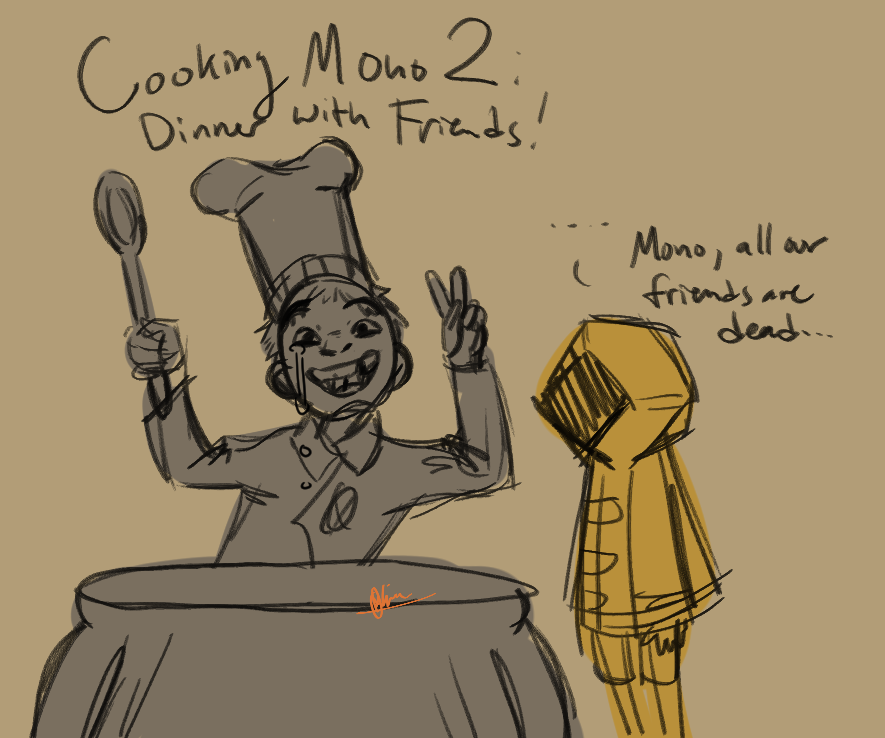 oliveu_636's tweet photo. Another oldie but goodie. Mono being a good cook is canon, I'm here for it 😂

#littlenightmares #littlenightmaresfanart #littlenightmares2 #monoandsix #cookingmono #mono #six https://t.co/fiBz1W04xu