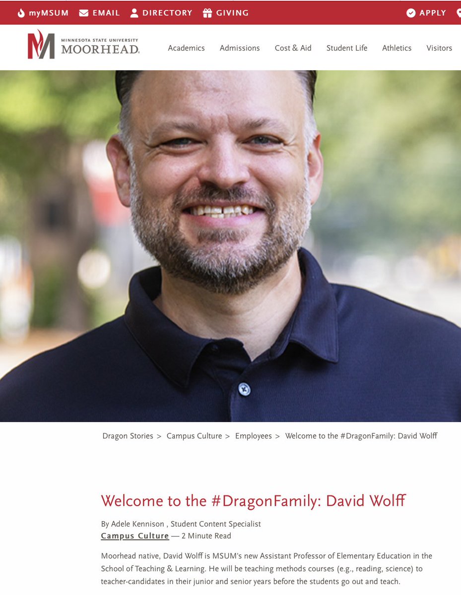 🟥⚫️ Dr. David Wolff (Ed.D. in Educational Leadership, May 2023) joined the Dragon Family as an Assistant Professor of Elementary Education in the School of Teaching and Learning! 🌟✨🌟 We are very proud of you, David! 🔥🐉🔥 Welcome to the Family! 💐