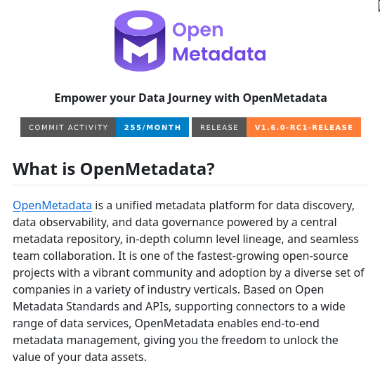 tom_doerr's tweet image. &quot;OpenMetadata is a unified metadata platform for data discovery, data observability, and data governance powered by a central metadata repository, in-depth column level lineage, and seamless team collaboration.&quot;