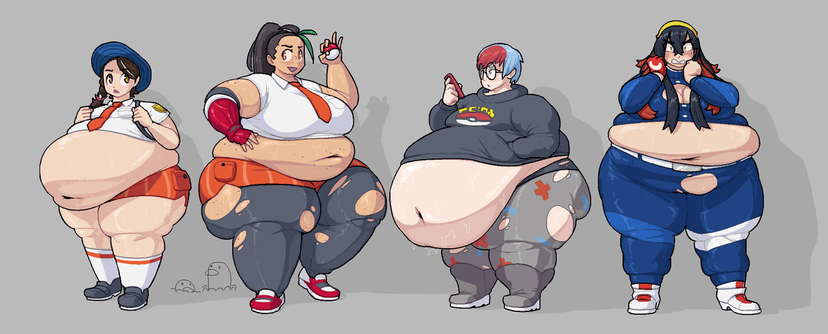 More fat pokemon girls on a grey background