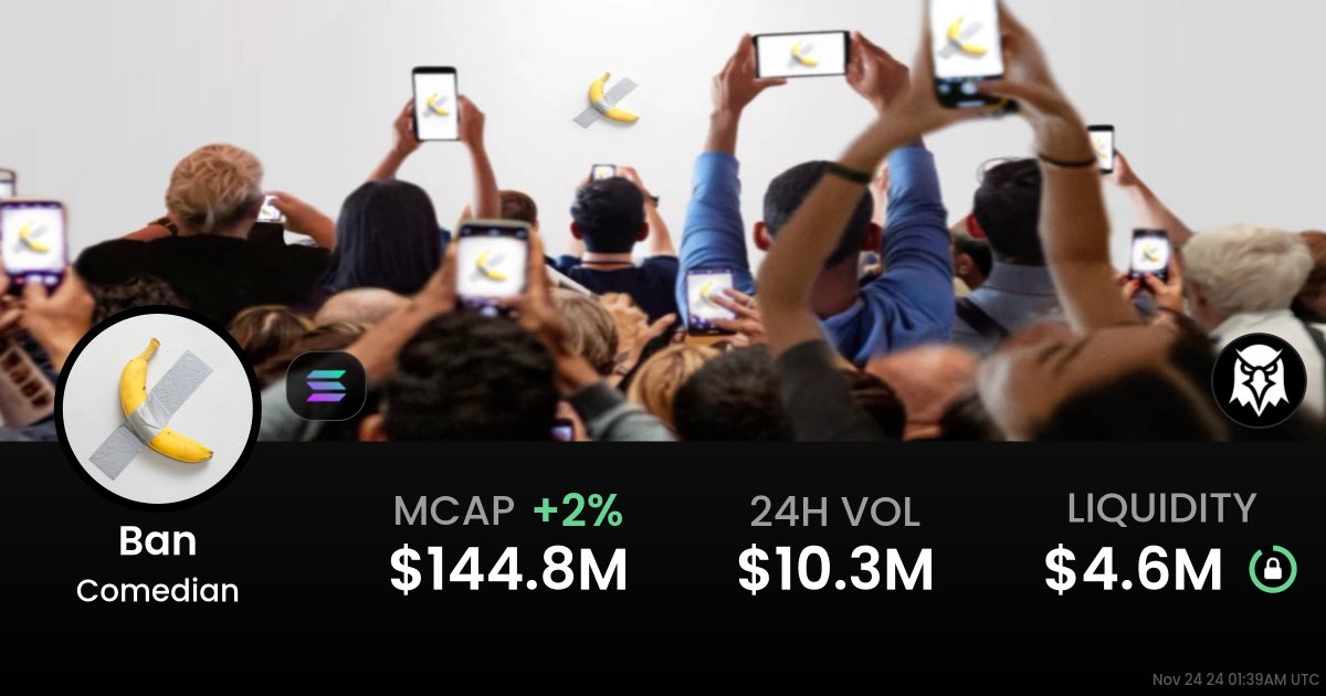 Normies: “Duct-taped banana sells for $6.2 million on auction at Sotheby’s”

Memecoin crypto: “Hold my beer”