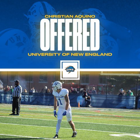 Had an amazing visit <a href="/UNEfootball/">University of New England Football</a> and after a great conversation with <a href="/CoachLichten/">Coach Mike Lichten</a> i was blessed to receive my first offer
<a href="/CoachTrevT/">Trevor Therrien</a> <a href="/Coach_ARob_/">Adam Robinson</a> <a href="/LindyTDClub/">Lindenhurst Touchdown Club</a> <a href="/CoachWarrick_HF/">Cornell Warrick</a>