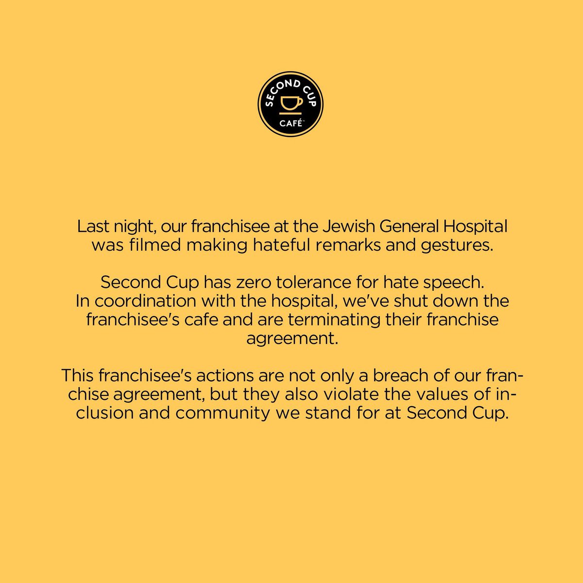 SenatorHousakos's tweet photo. This great Canadian, Montreal owned company has taken this principled stand at risk to their own business. In so doing, they are showing the courage and leadership 🇨🇦 needs right now but is so desperately lacking from those in the highest of public offices. 

Thank you! And I hope everyone goes out and buys their coffee at @SecondCupCanada tomorrow!