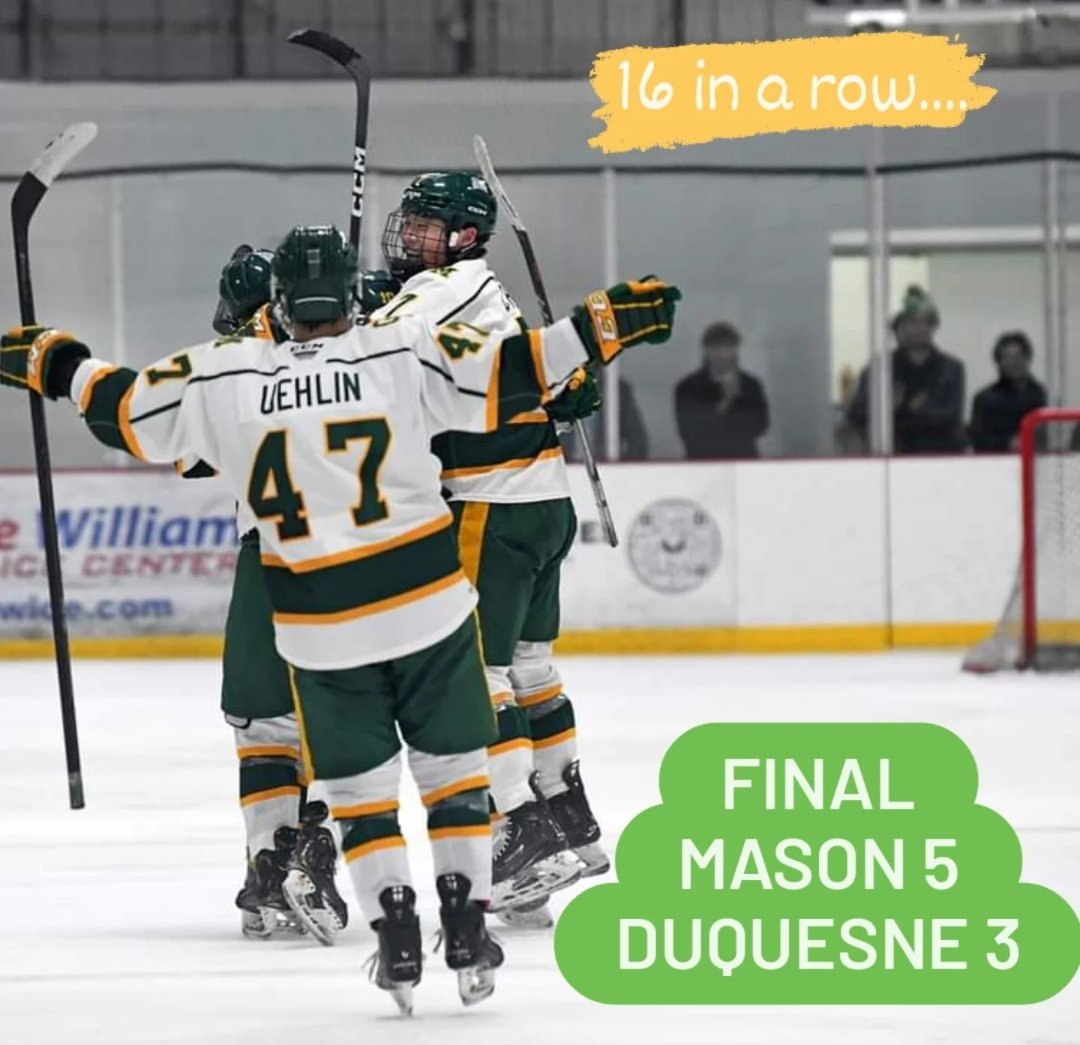 GMUHockeyScout's tweet image. Another #SweepEnd takes the #WinStreak to 16

@GeorgeMasonU @GMUPres @GMUGiantKiller @PWSportz @MasonSportsPod @PWICE @CRHRHockey @GMUClubSports @ECHAHockey @DMVSportsZone @DMVHockey @ByGeorgeGMU @MasonAlumni @CapsChirp @PPatriots_Jrs
#CawlidgeHawkey #WhyNotMason #MasonNation