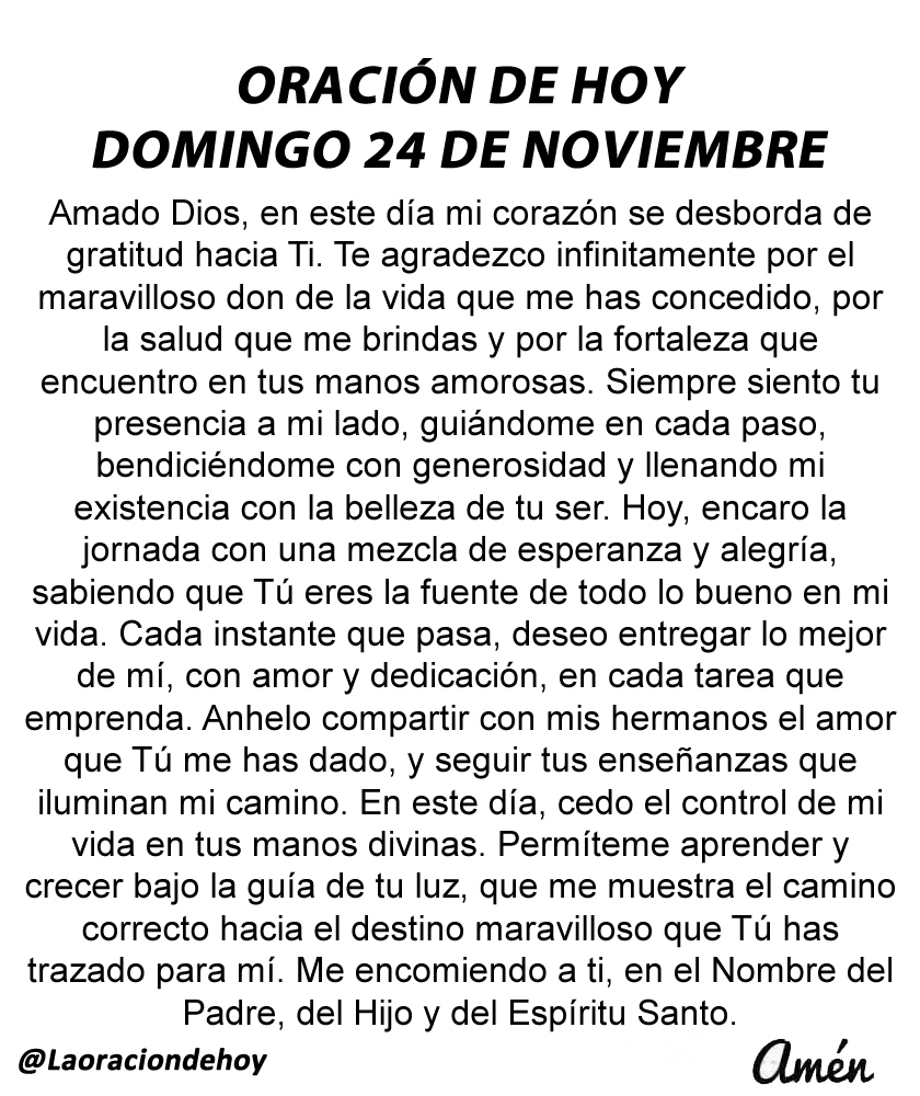 laoraciondehoy's tweet photo. Oración diaria para hoy domingo 24 de noviembre de 2024. https://t.co/Yz1wtMKYX5