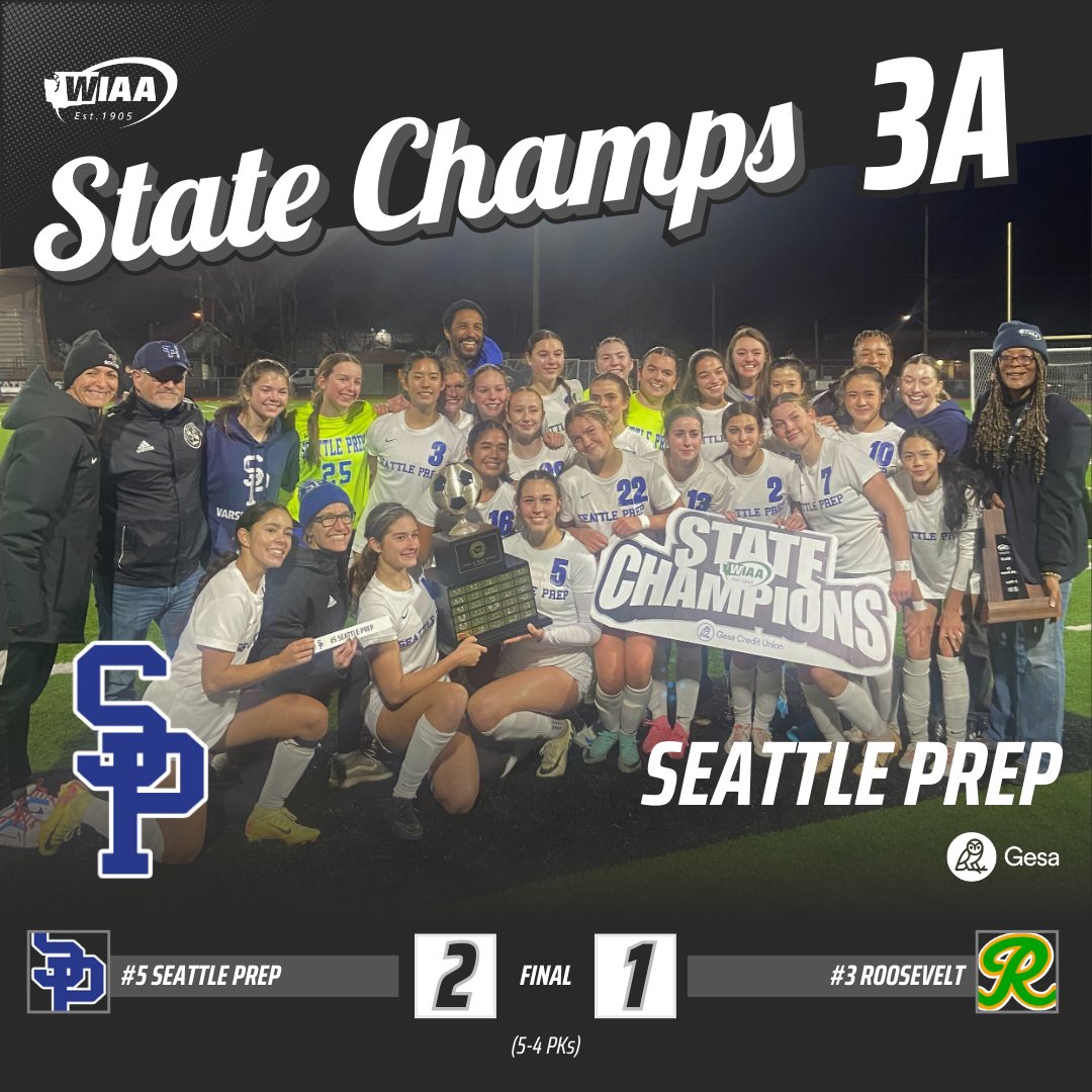 wiaawa's tweet photo. Congratulations to the 2024 WIAA/@GesaCU 3A Girls Soccer State Champions, the Seattle Prep Panthers

#wastatesoccer https://t.co/XUVQJY2Iiy