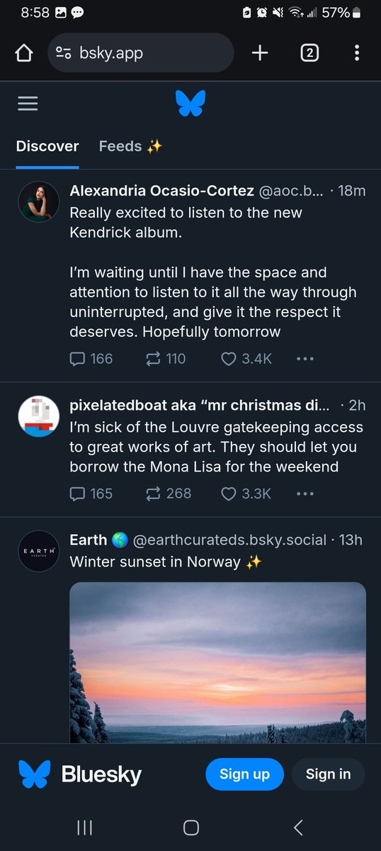 FueledByLux's tweet photo. 4 times of refreshing Blue Sky without an account

Feels like 2008 Twitter and not in a good way? https://t.co/0dgy8JT7bI