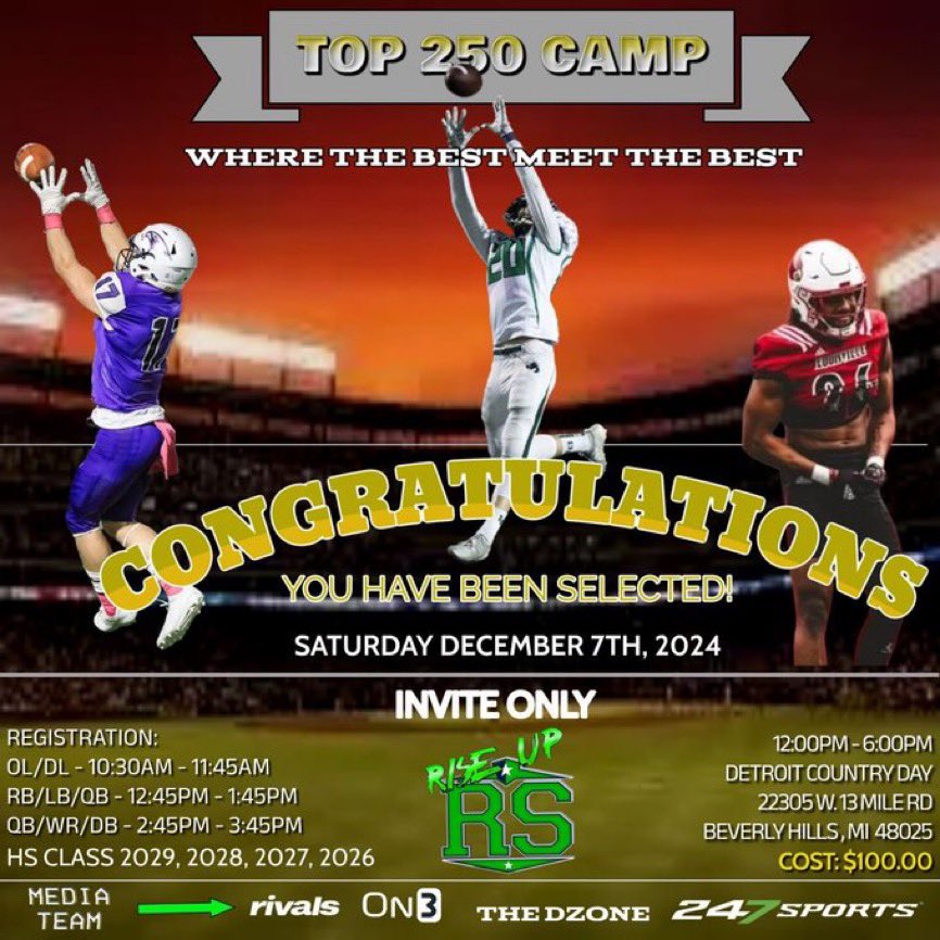 Thanks <a href="/RisingStars6/">Rising Stars Academy</a> for Inviting me to the Top 250 Camp.
<a href="/CoachShort_/">Kyle Short</a> <a href="/SeanMagee04/">Sean Magee</a> <a href="/ReggieWynns/">Rising Stars Scouting</a>