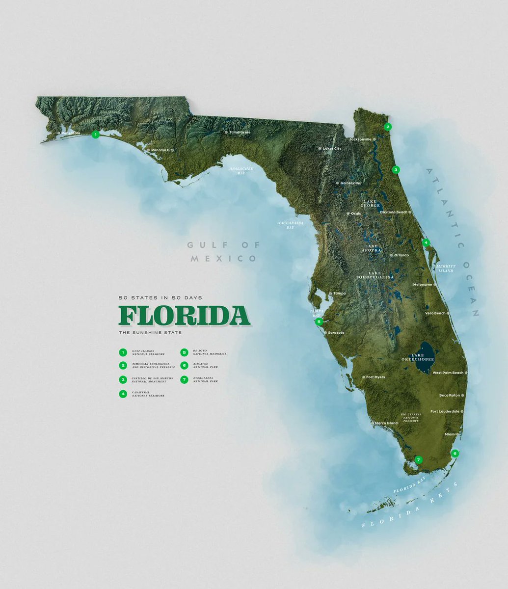 OrlandoMaps's tweet photo. Here's a "relief" map of Florida, but it's not like there's any elevation https://t.co/2EgoZjV7Ff