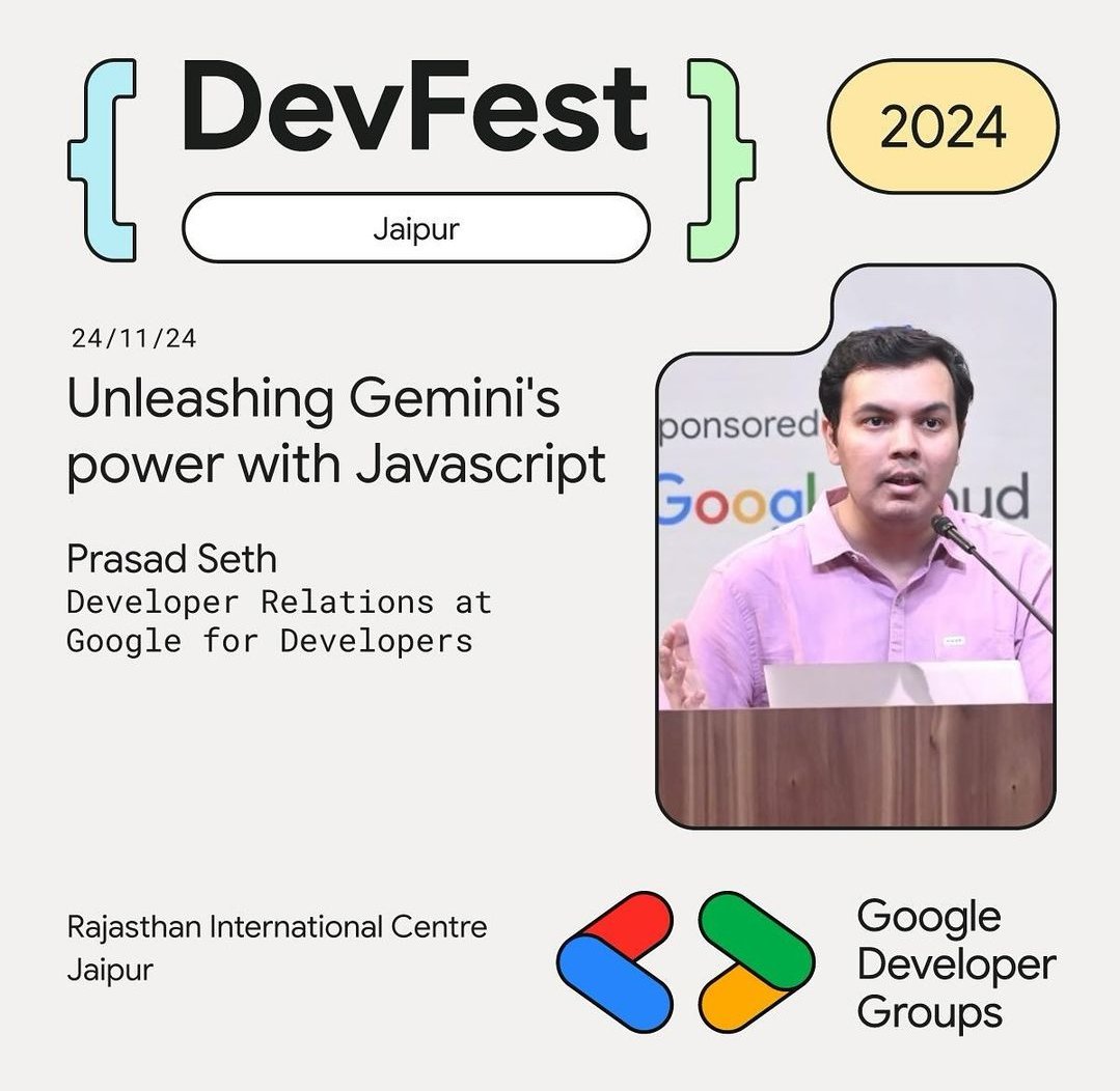 DevfestJaipur's tweet photo. #DevFest #DevFestJaipur #Devfest2024 #DevFest24 #GDGCloudJaipur #GDGJaipur #TFUGJaipur  #GDGCloud #Jaipur #JaipurEvents @DevfestJaipur
@gauravkheterpal @AnukritiBansal @vikas123 https://t.co/GQ97EkQlLz