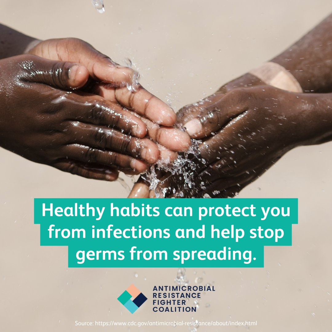 Healthy habits are our first line of defense against antimicrobial-resistant infections.🛡️

Simple actions like handwashing, staying home when sick, and good hygiene can help stop germs and reduce antibiotic use.

Let's protect ourselves and others against #AMR!