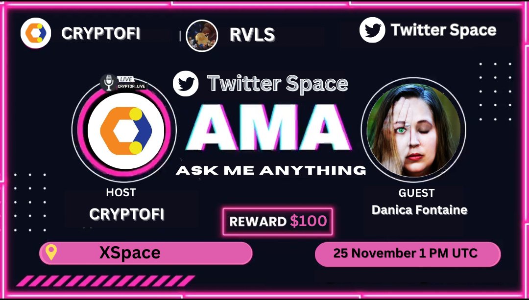 🥳 We are thrilled to announce that we'll be hosting an X Space AMA with #RVLS🎉

🎁Prize: $100 USDT
📆Date: 25 November, 1 :00 PM (UTC)

📍Set Reminder:  x.com/i/spaces/1vOxw…

‼️ Follow Rules :
✔️Follow <a href="/CryptoFi_global/">CryptoFi</a> &amp; <a href="/RVLSToken/">Rivals Dogs Vs Squirrels RVLSToken</a>
✔️Join : t.me/CryptoFi_Chann…
✔️Like,