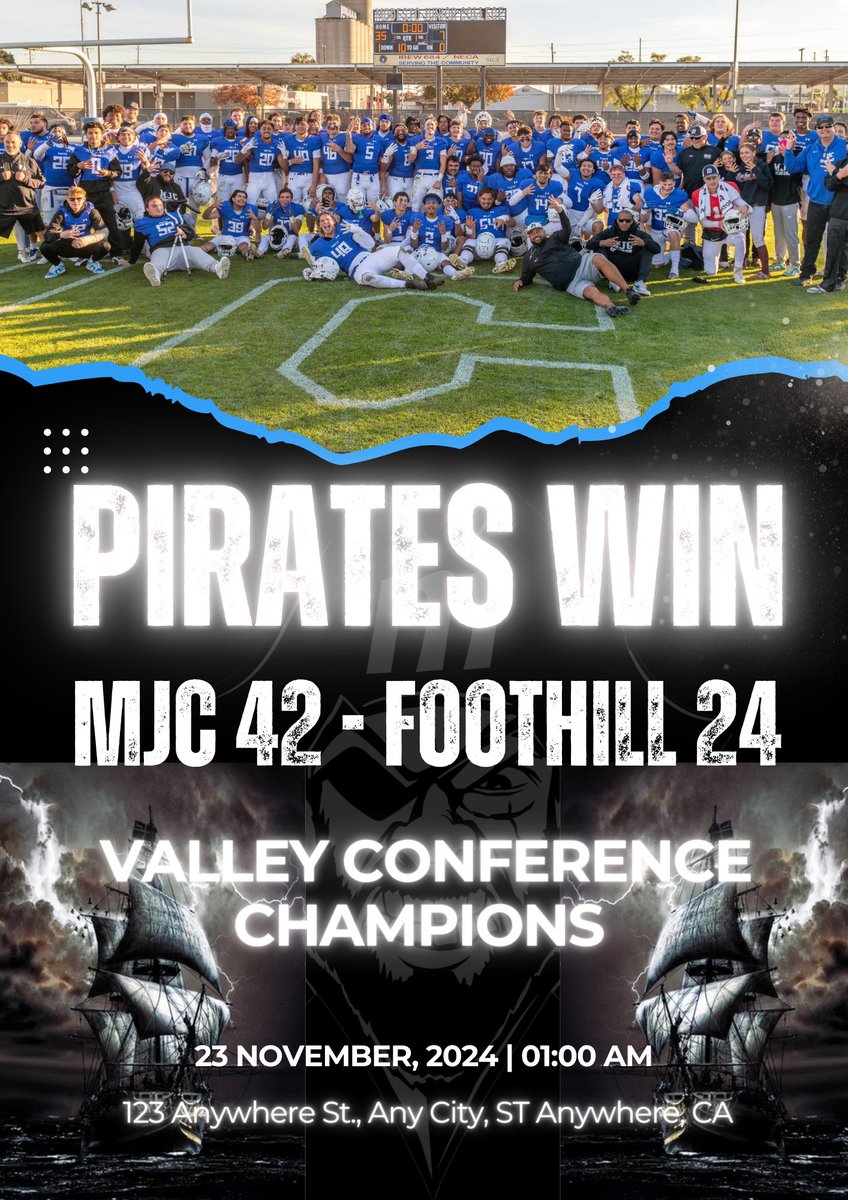 PIRATES WIN! MJC finishes the season #2 in NorCal and #5 in the state. The Pirates enter the CCCAA playoffs as the #2 seed and will host Fresno City on Saturday, November 30th in the semi-finals. Game time TBD. #ONE🏴‍☠️ #ValleyMade #OKG #209☠️