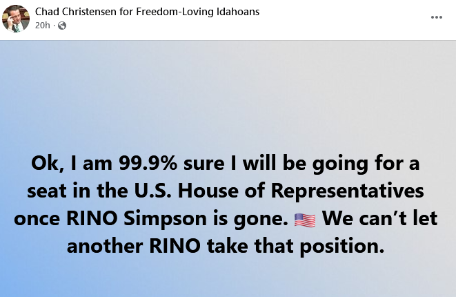whitesheepranch's tweet image. Uh-oh. #MadChad hasn't given up on politics yet.
 
#idpol #idleg #ChadChristensen