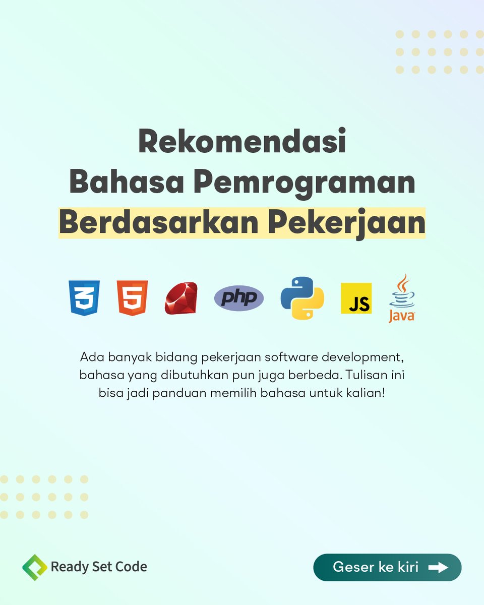 readysetcodeid's tweet photo. Pekerjaan di bidang software development itu banyak sekali! Kebutuhan bahasa programming yang dibutuhkan pun juga berbeda-beda.

🧵1/3
#programming #coding #readysetcode #AI https://t.co/uufZ3I6rOu
