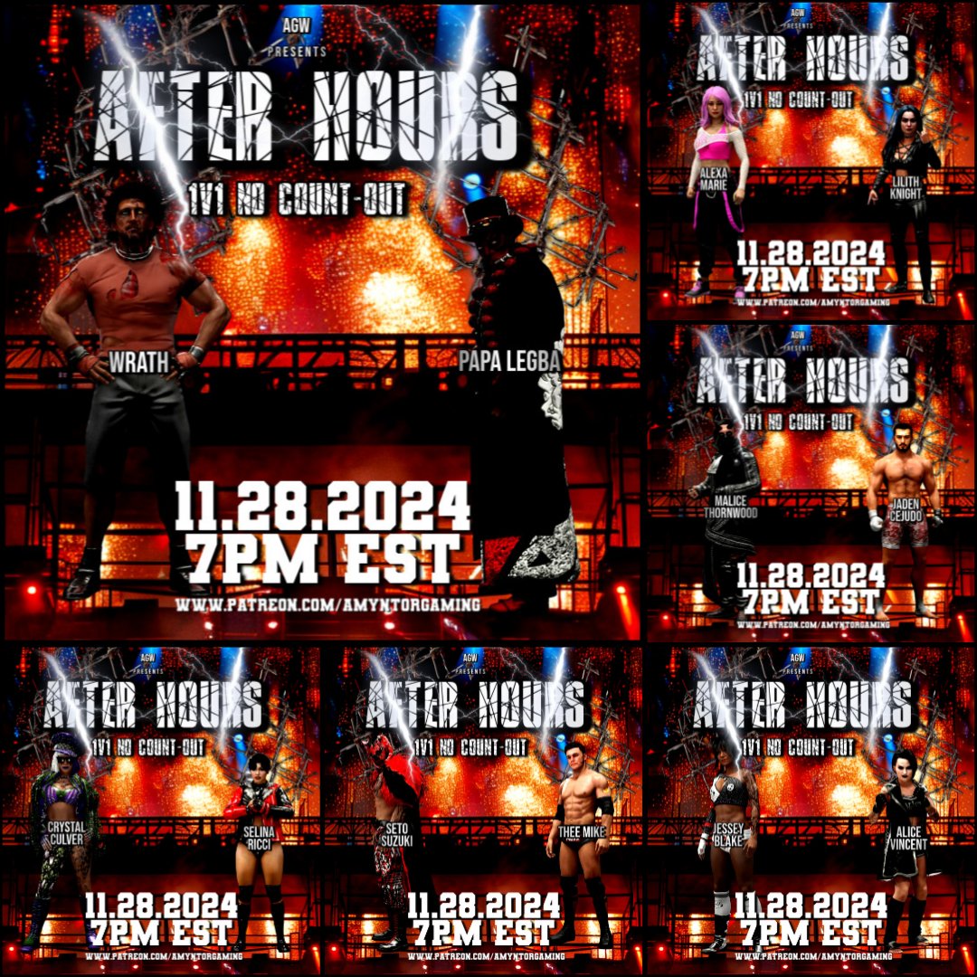 After the HUGE Match Card Lineups for #AGWAfterHours this Week only on <a href="/Patreon/">Patreon</a> 

Which Match Are you most looking forward too? 
(answer down below)