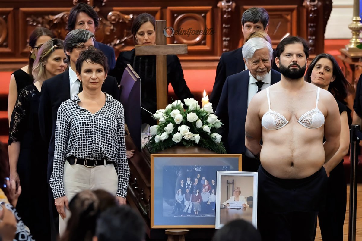 ClintJoselito's tweet photo. Boric en el funeral. https://t.co/RijHfc0g8d