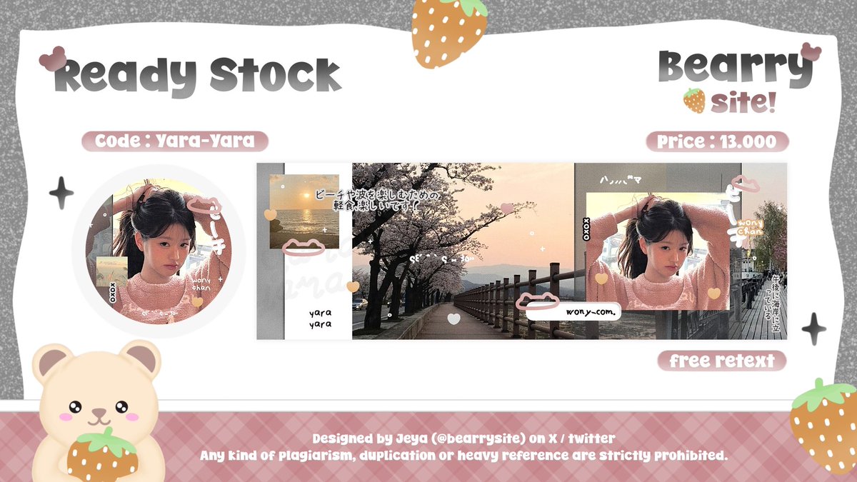 bearrysite's tweet image. help repost? thank youu

haii aku membawa layout ready stock wonyoung lagii, pricenya 13k yaa bisa dijemput sekarang via dm! ♡

rs #zonauang #zonaba